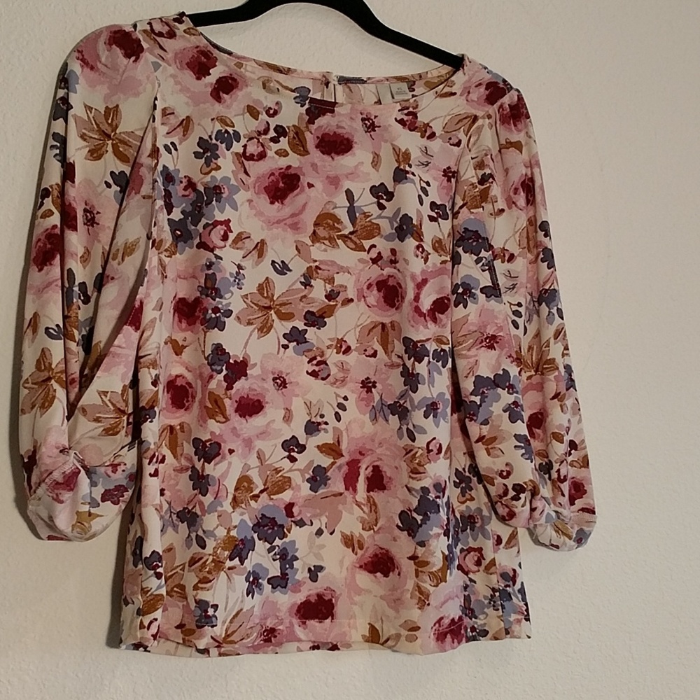 LC Lauren Conrad Floral Printed Blouse